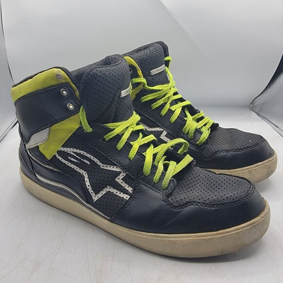 Alpinestars Stadium Riding Shoes Mens 10.5 Black Green Motorcycles Walking
